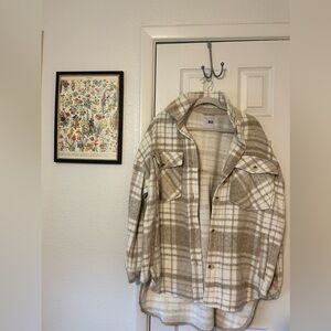 Beige Fall Checkered Shacket